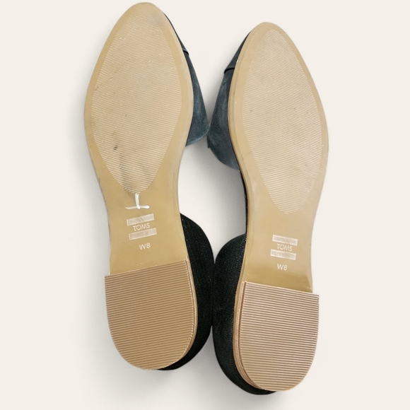 Toms black D’Orsay flats suede toe reptile texture heel almond toe size 8 NWOT - Picture 9 of 9